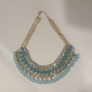 Elegant Gold and Blue Statement Necklace